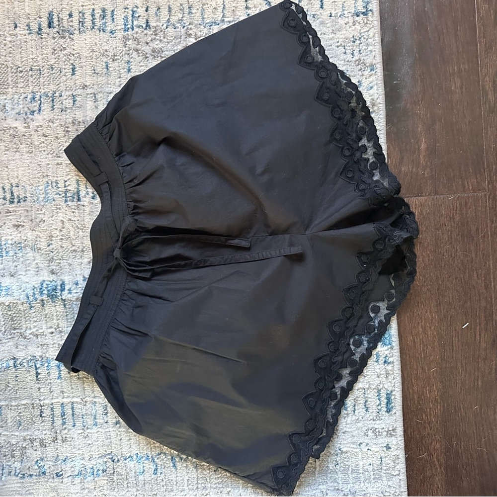 Ulla Johnson Black Cotton Tie Waist Shorts Lace Trim Size 0 - Picture 12 of 12